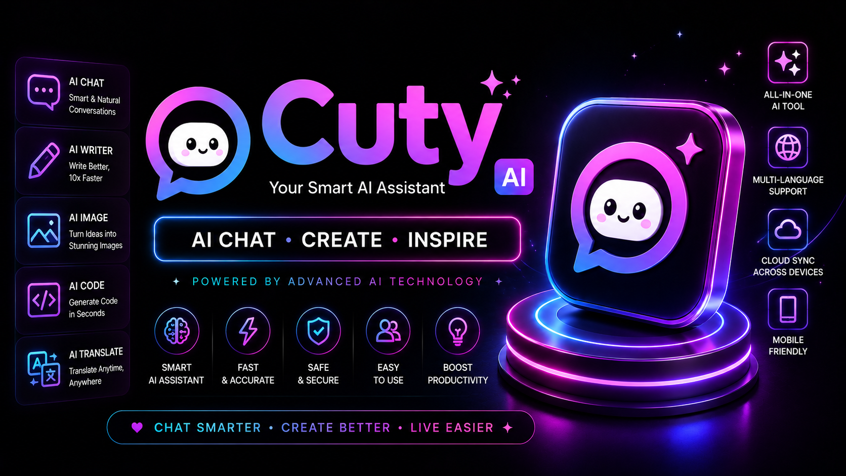 Cuty ai  300 Credits 9.9$ LitePlan 1 tháng ( BH 12H )